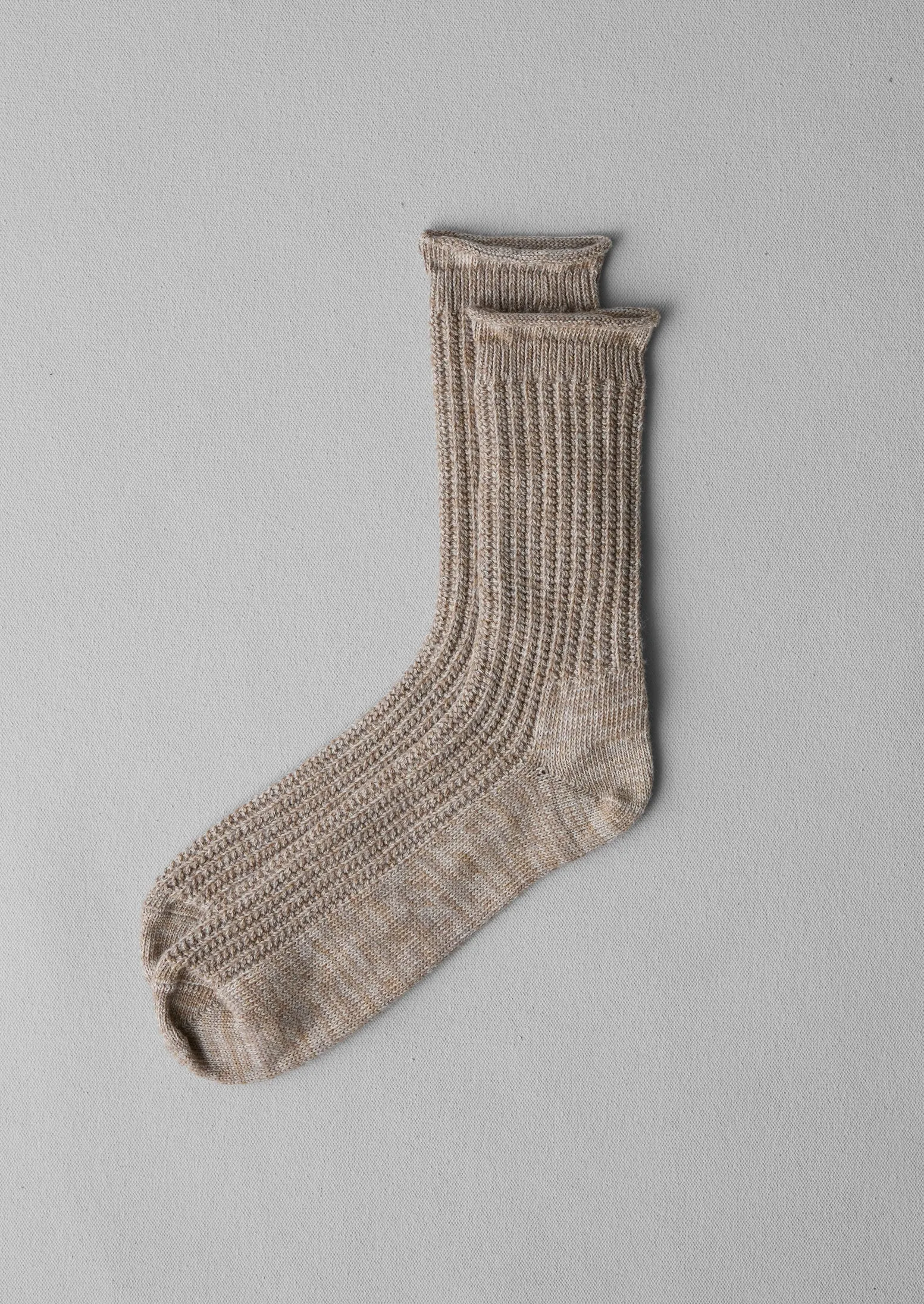 Cotton Marl Rib Socks | Stone Marl sold by TOAST