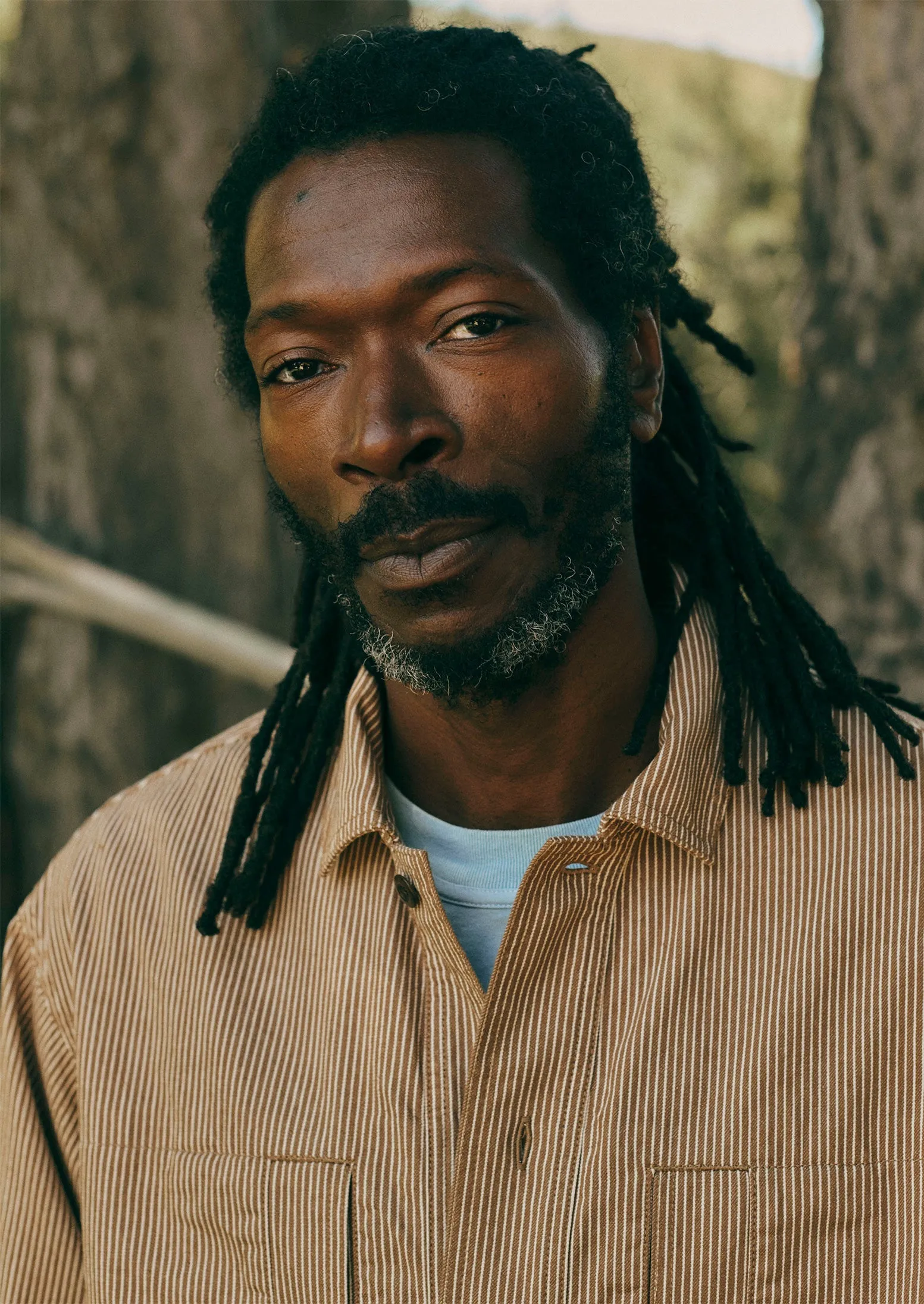 Half Placket Stripe Workwear Shirt | Ecru/Brown sold by TOAST product image thumbnail 2