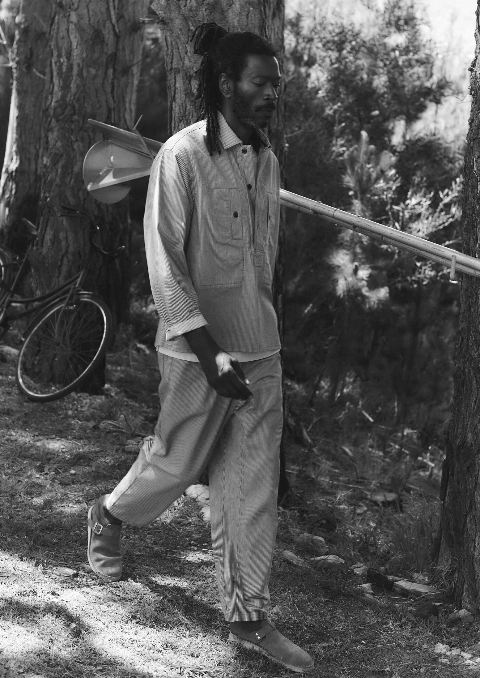 Half Placket Stripe Workwear Shirt | Ecru/Brown sold by TOAST product image thumbnail 4