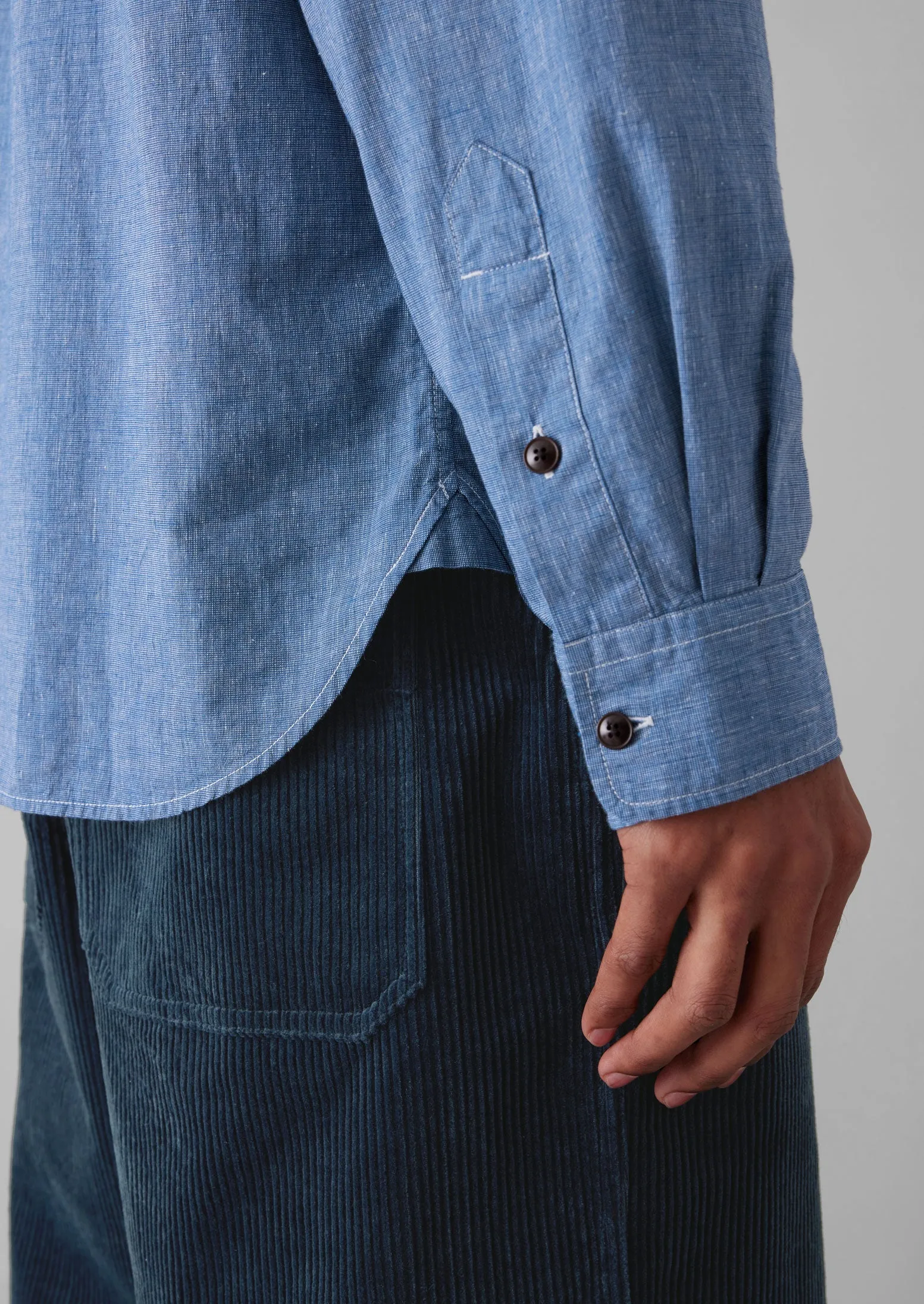 Chambray Cotton Linen Shirt | Dusty Navy sold by TOAST product image thumbnail 4