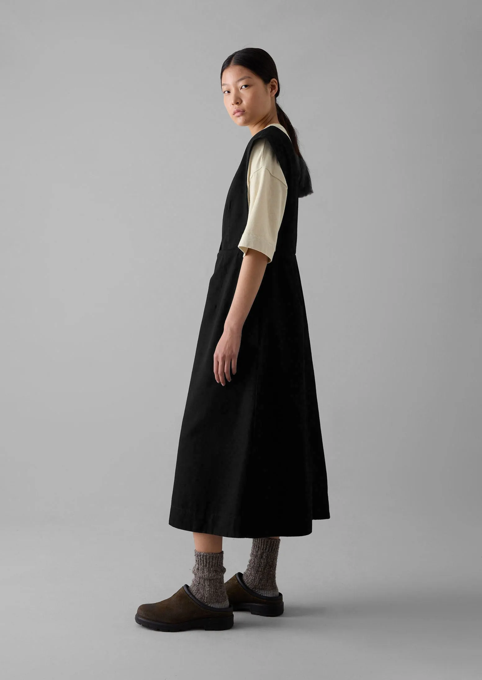 Organic Denim Pinafore Dress | Black sold by TOAST product image thumbnail 3