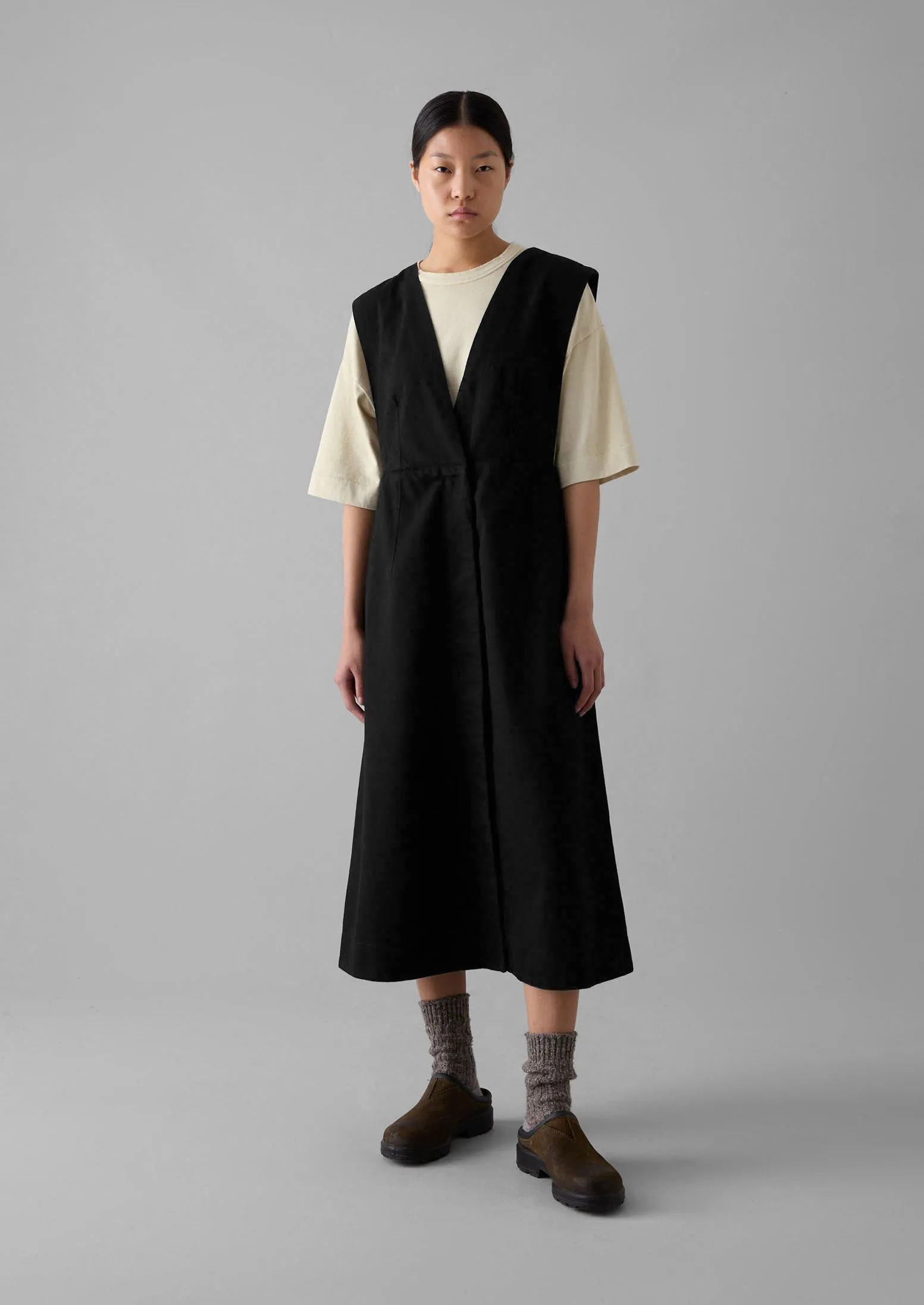 Organic Denim Pinafore Dress | Black sold by TOAST product image thumbnail 2