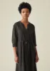Gathered Garment Dyed Linen Dress | Liquorice sold by TOAST