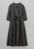 Gathered Garment Dyed Linen Dress | Liquorice sold by TOAST