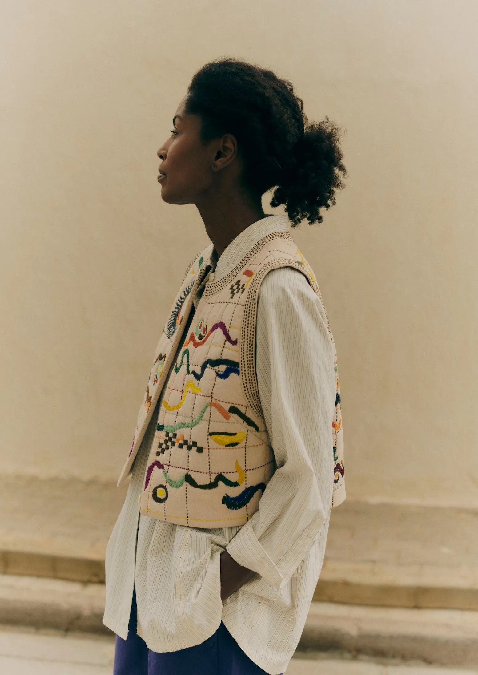 Abstract Hand Embroidered Gilet | Moonstone/Multi sold by TOAST product image thumbnail 2