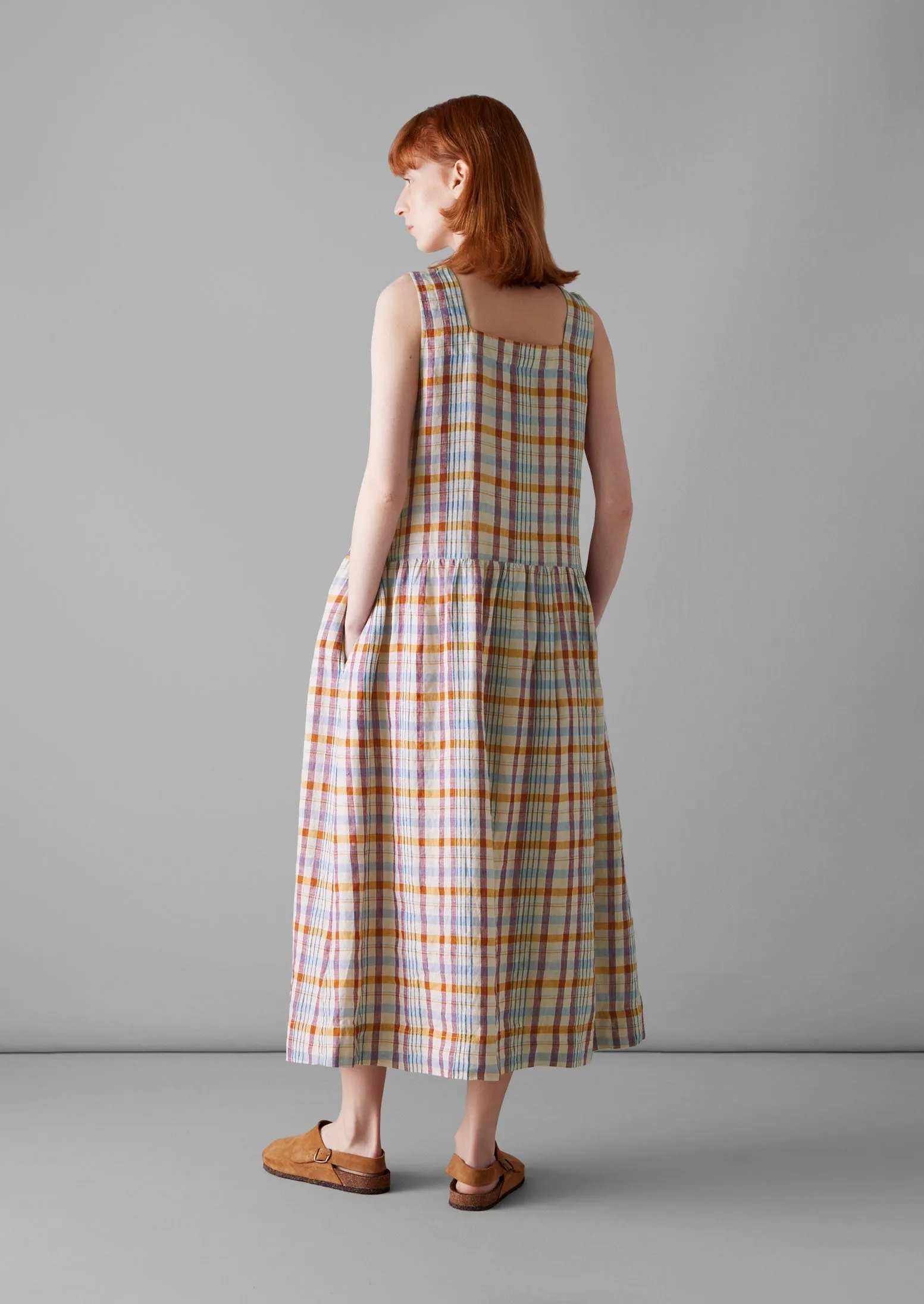 Check Linen Dropped Waist Dress | Madder sold by TOAST product image thumbnail 4