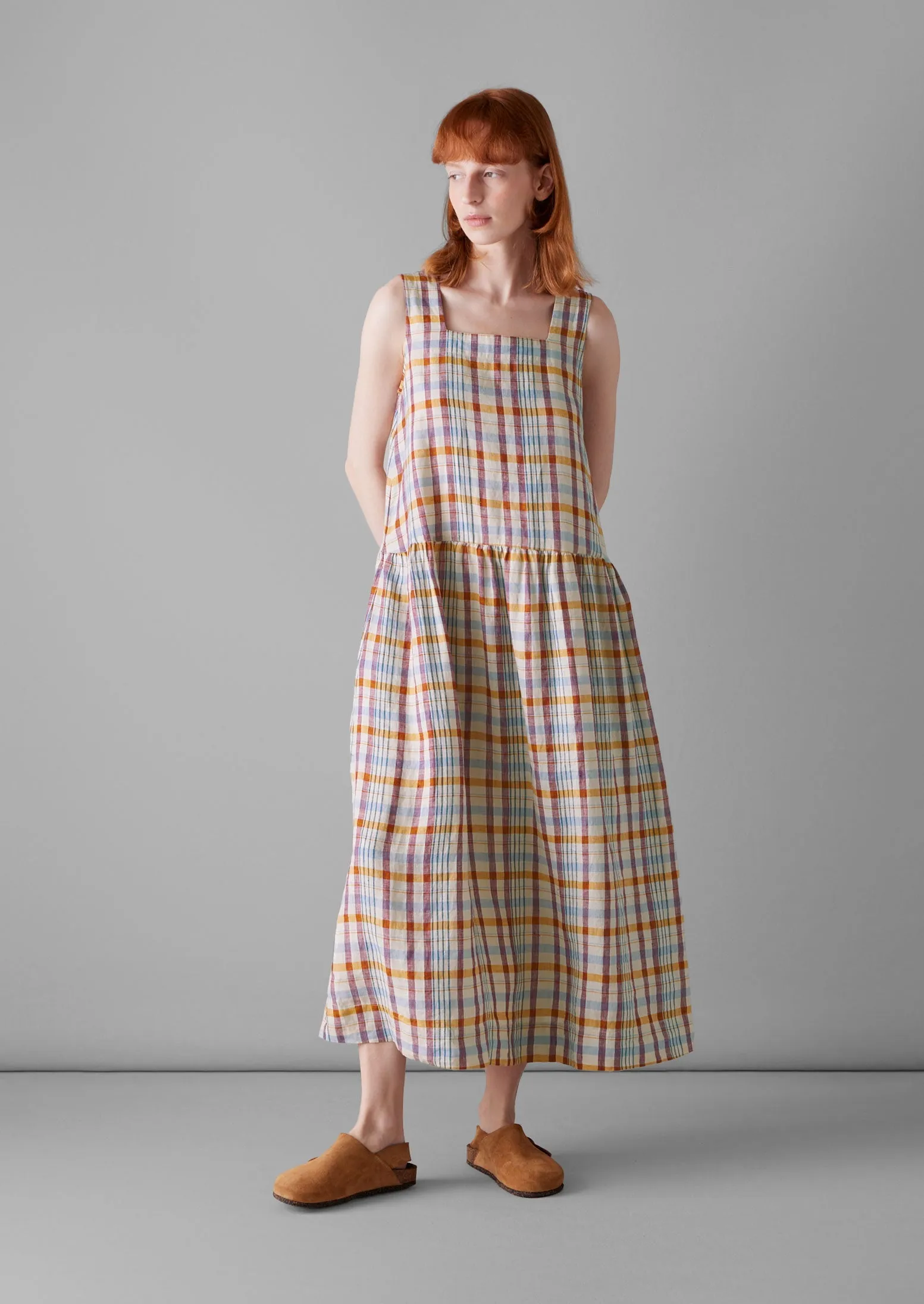 Check Linen Dropped Waist Dress | Madder sold by TOAST product image thumbnail 2