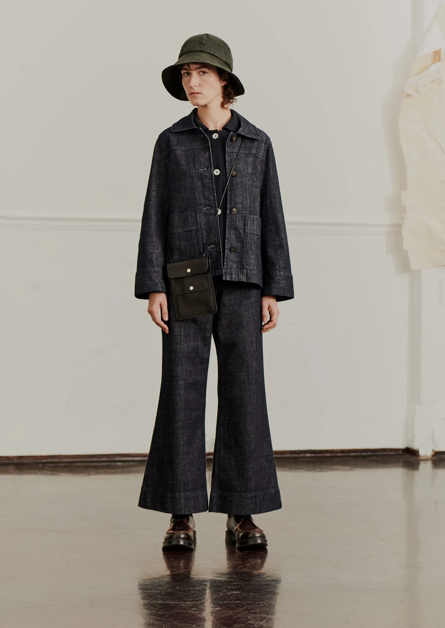 Kick Flare Organic Indigo Denim Trousers | Indigo sold by TOAST product image thumbnail 2