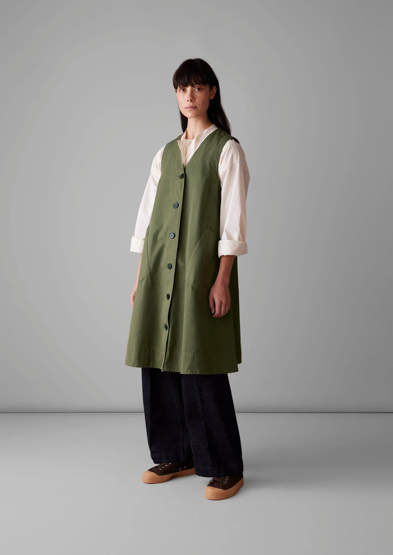 Buttoned A Line Organic Cotton Dress | Artichoke sold by TOAST product image thumbnail 3