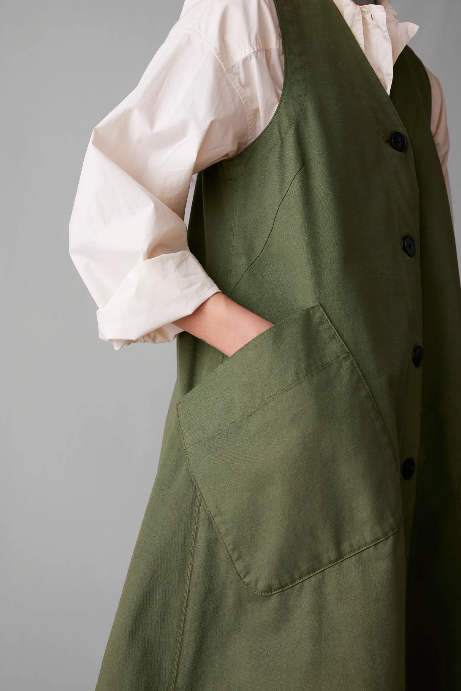 Buttoned A Line Organic Cotton Dress | Artichoke sold by TOAST product image thumbnail 4