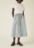 Stripe Organic Crinkle Poplin Drawstring Skirt | Woad sold by TOAST