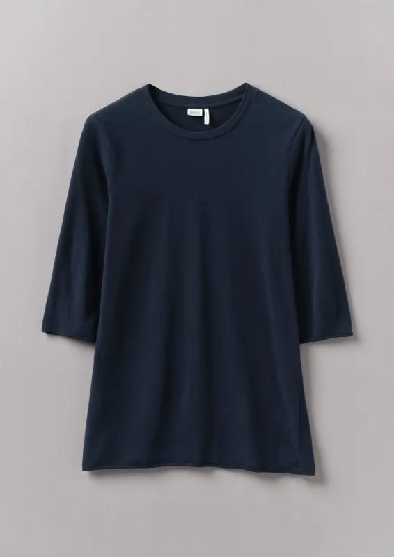 Cotton Half Sleeve Lounge Tee | Midnight sold by TOAST