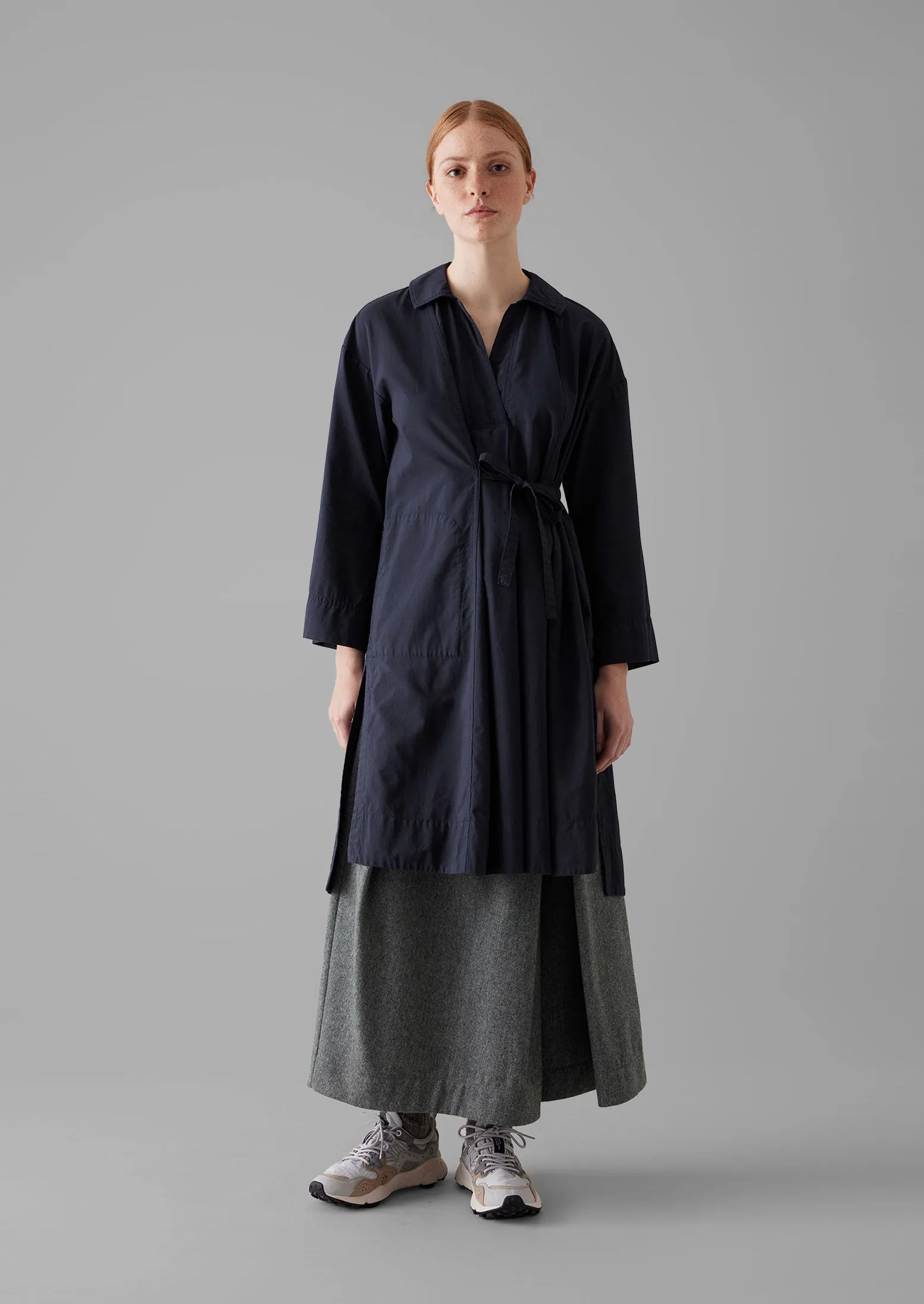 Textured Cotton Poplin Wrap Shirt | Ink sold by TOAST product image thumbnail 2