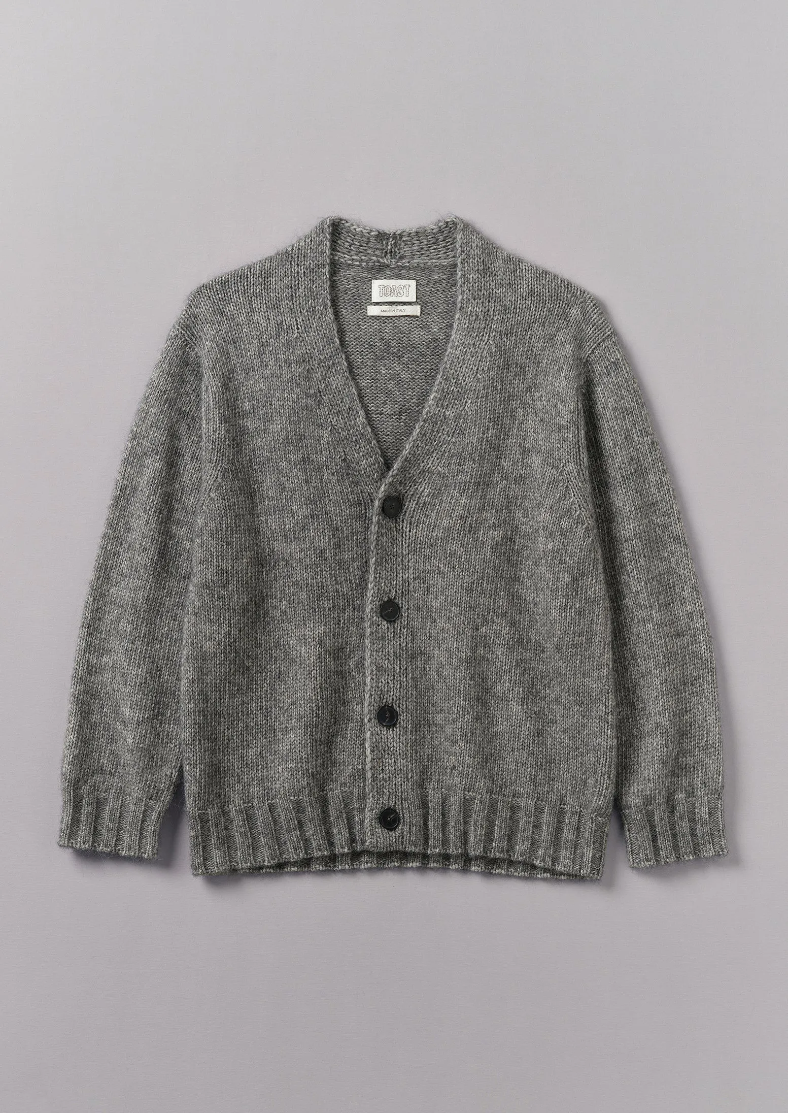 Alpaca Wool V-Neck Cardigan | Grey Melange sold by TOAST