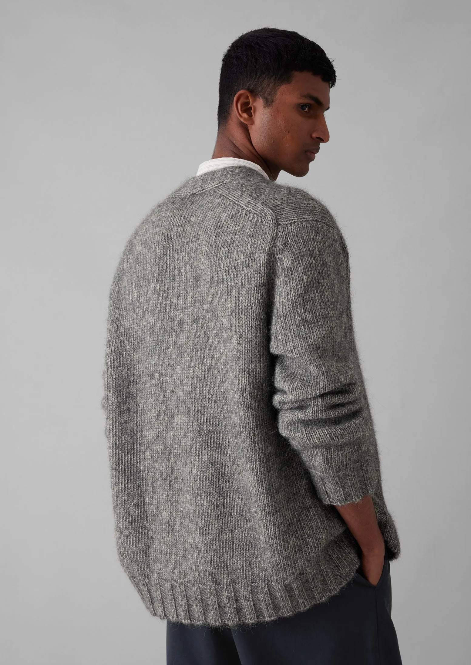 Alpaca Wool V-Neck Cardigan | Grey Melange sold by TOAST product image thumbnail 4