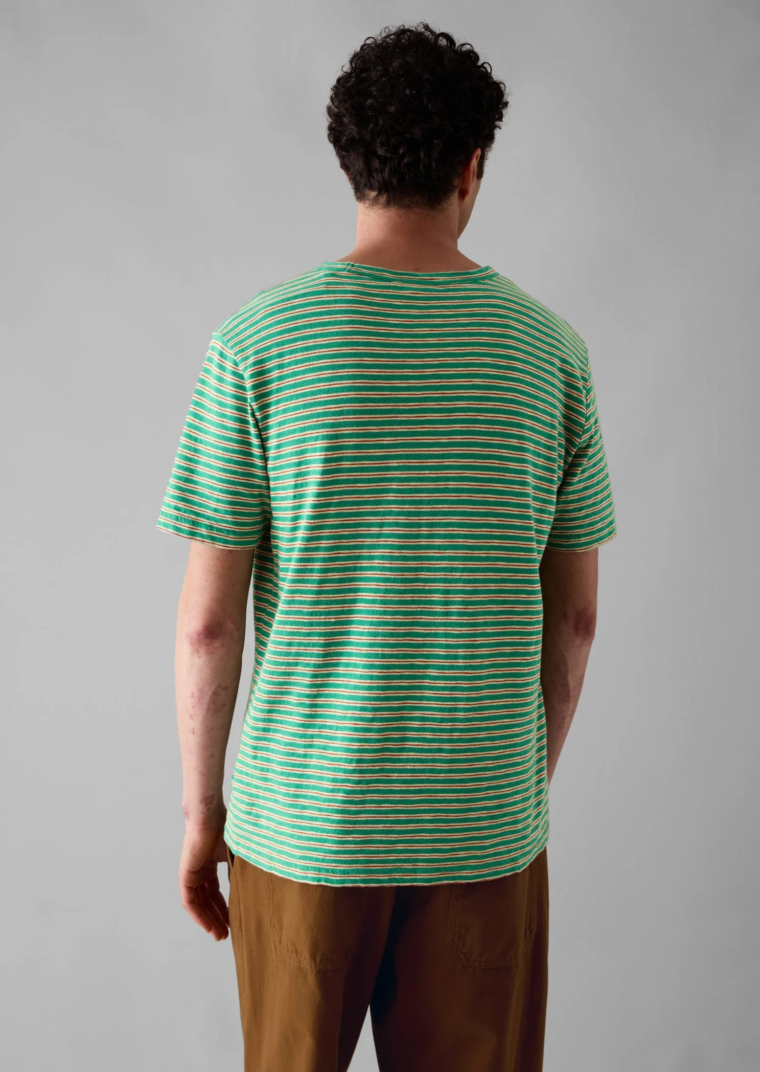 Theo Cotton Stripe Short Sleeve Tee | Green/Red sold by TOAST product image thumbnail 4