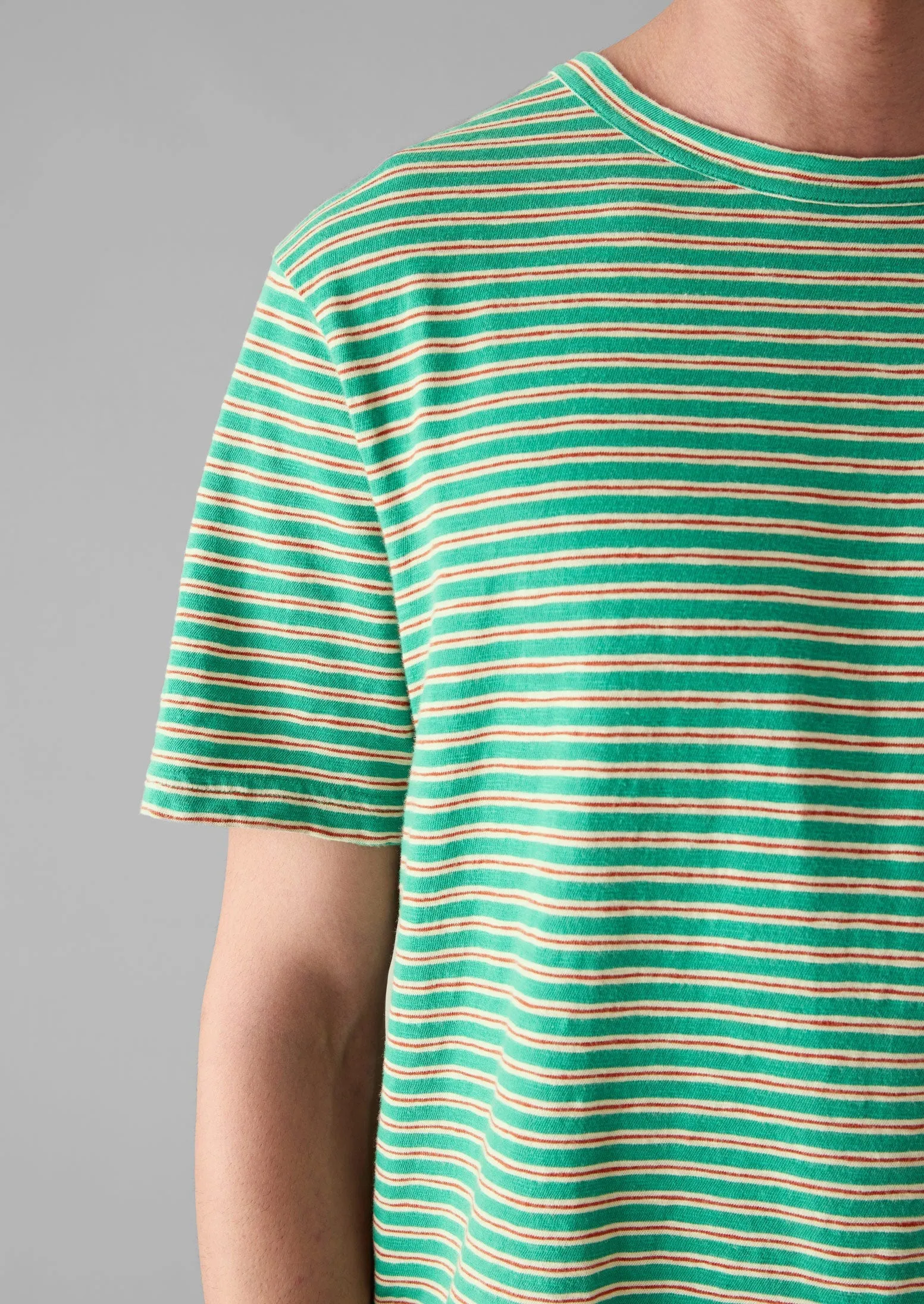 Theo Cotton Stripe Short Sleeve Tee | Green/Red sold by TOAST product image thumbnail 3