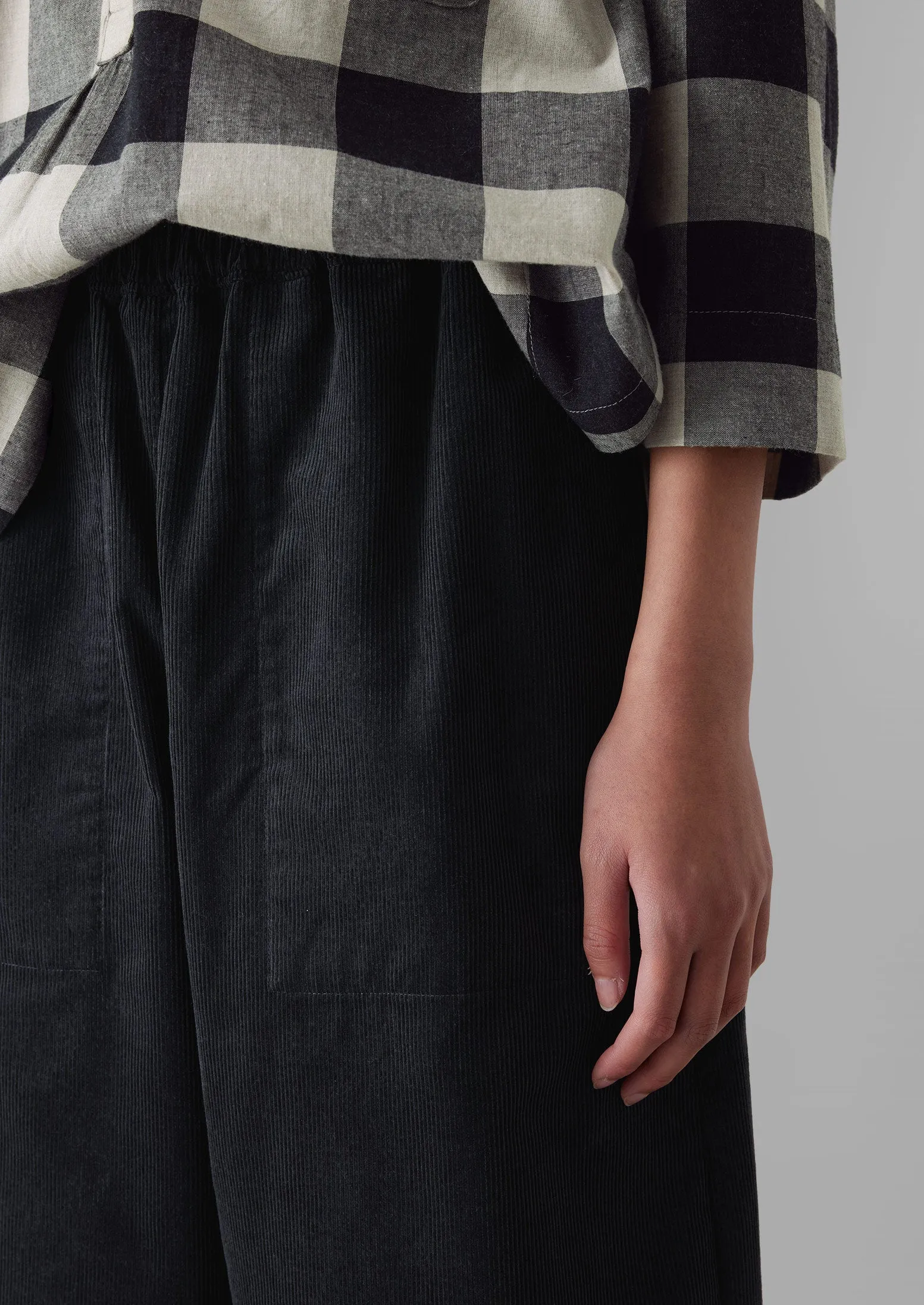 Organic Cord Barrel Leg Trousers | Charcoal sold by TOAST product image thumbnail 5