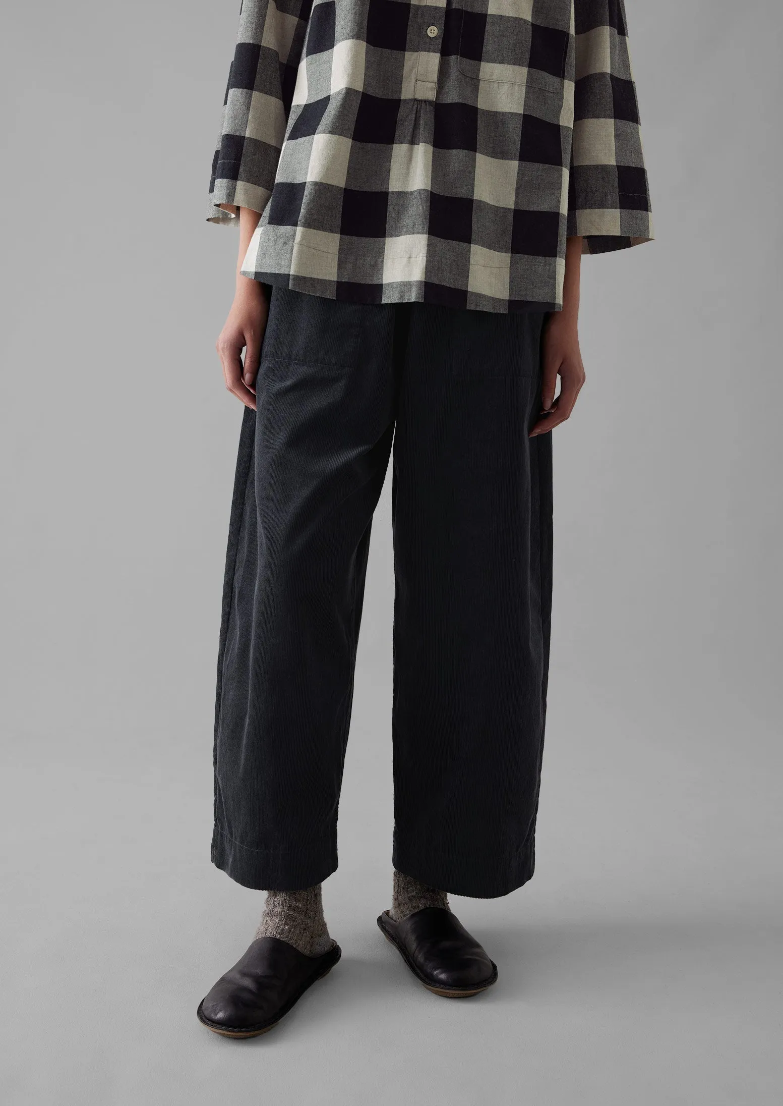 Organic Cord Barrel Leg Trousers | Charcoal sold by TOAST product image thumbnail 3