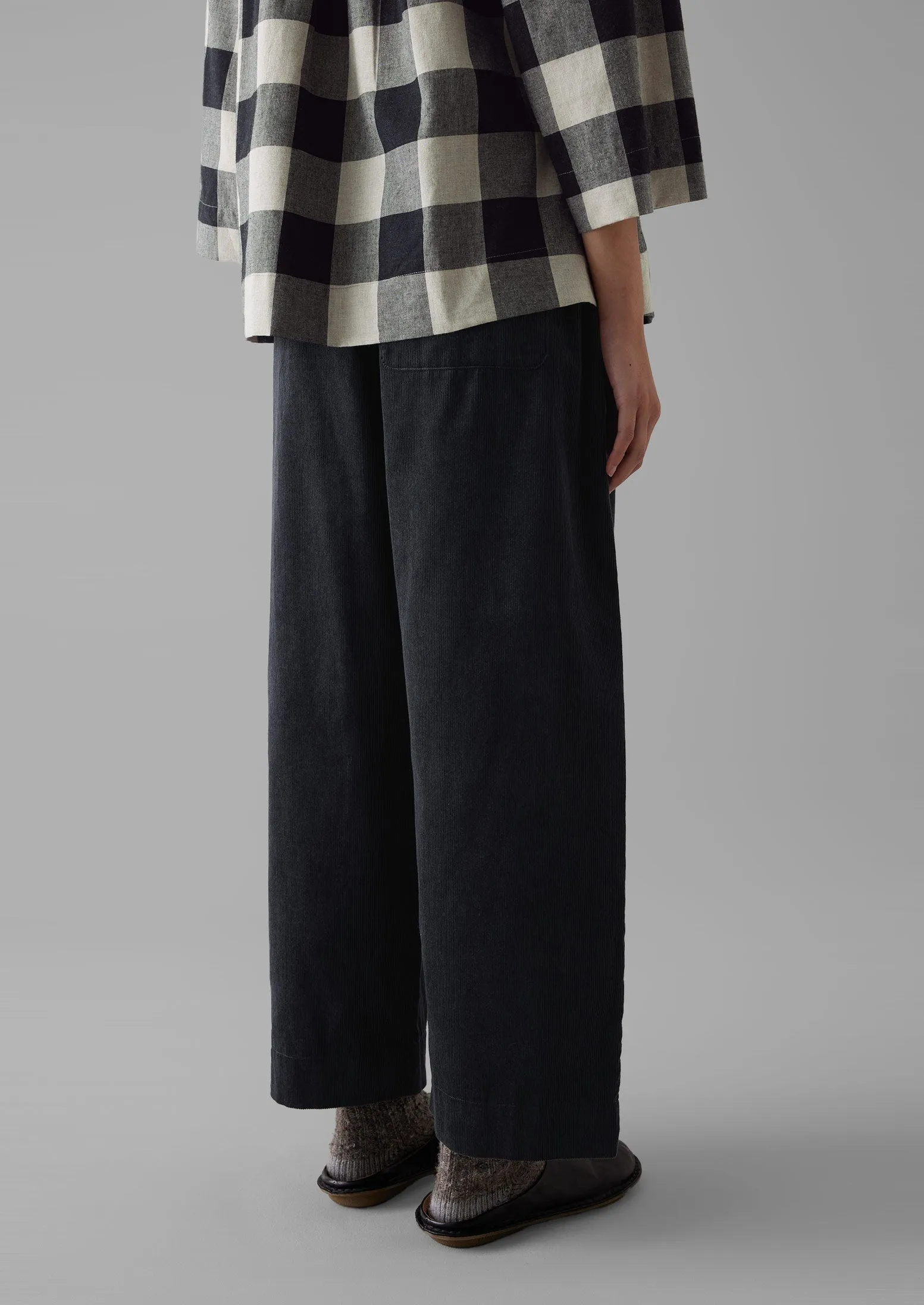 Organic Cord Barrel Leg Trousers | Charcoal sold by TOAST product image thumbnail 4