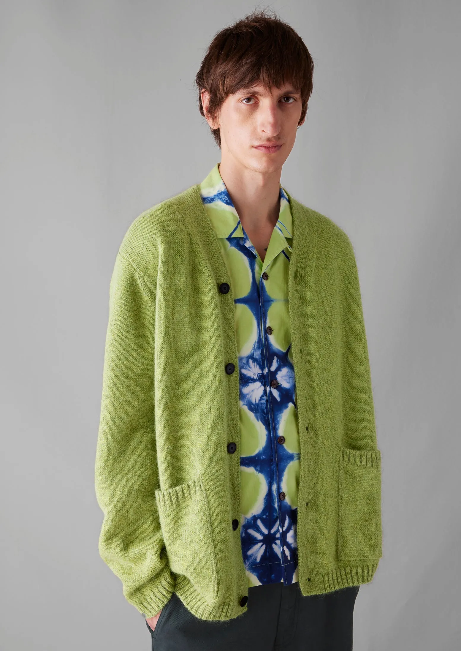 High V-Neck Cardigan | Pea Shoot | Parallel