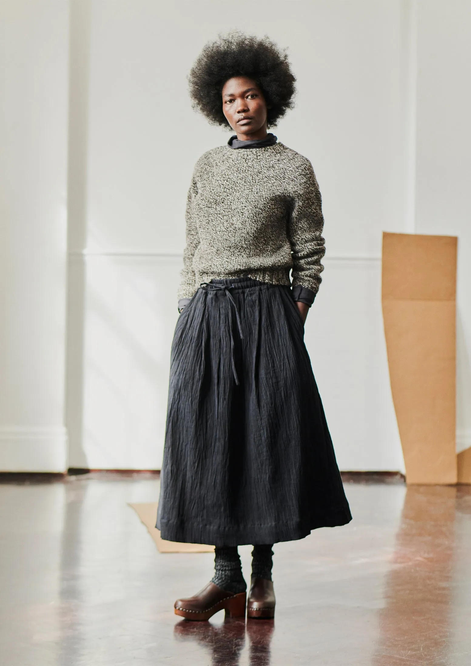 Crinkle Cotton Skirt | Black sold by TOAST product image thumbnail 2