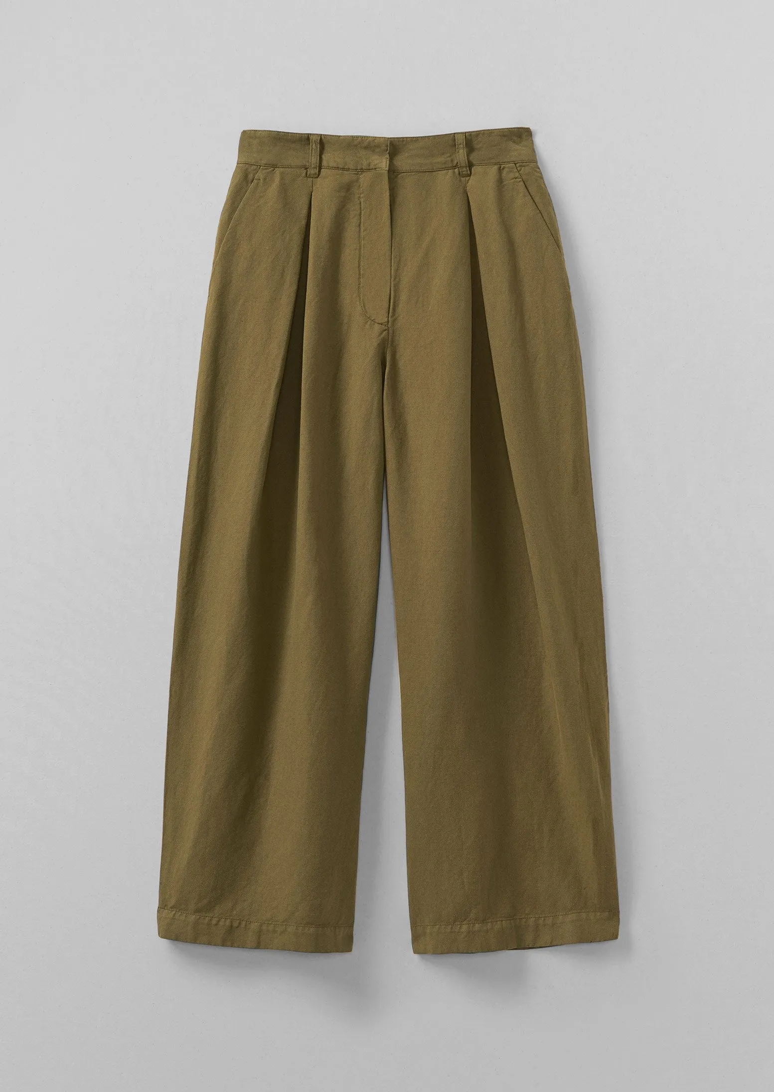 Jude Cotton Linen Trousers | Olive sold by TOAST
