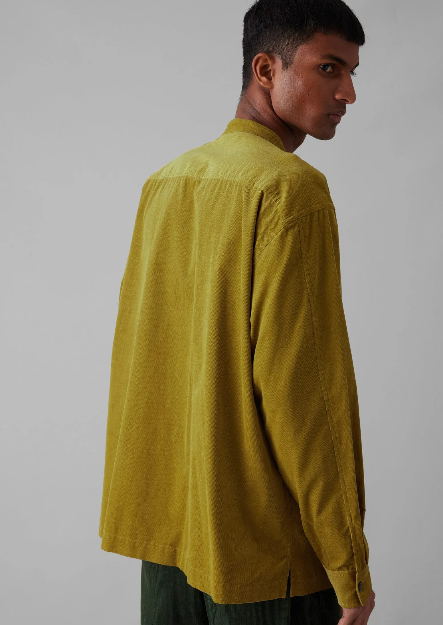 Dropped Shoulder Cord Grandad Shirt | Golden Olive sold by TOAST product image thumbnail 3