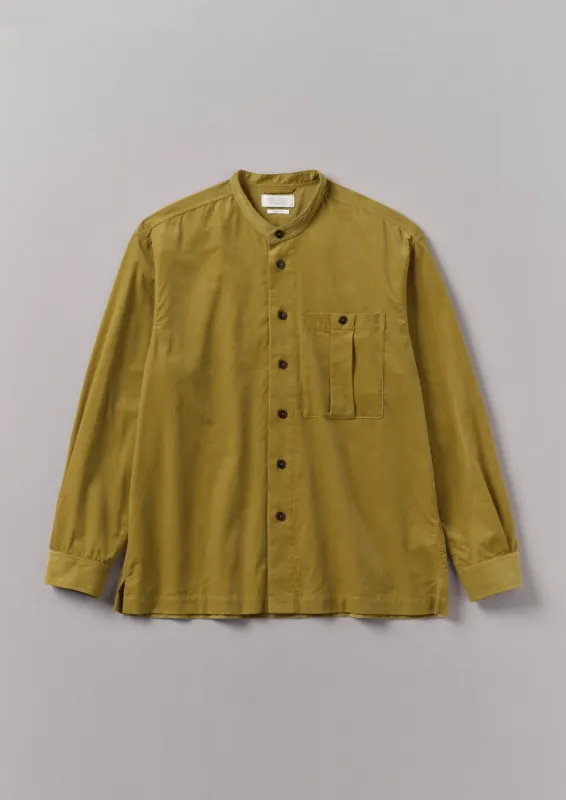 Dropped Shoulder Cord Grandad Shirt | Golden Olive sold by TOAST