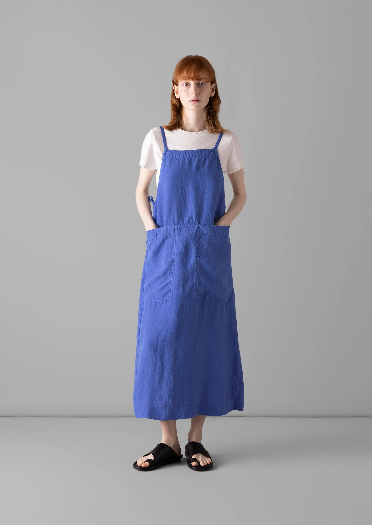 Garment Dyed Linen Apron Dress | Bilberry | Parallel Garment Dyed Linen Apron Dress | Bilberry | Parallel