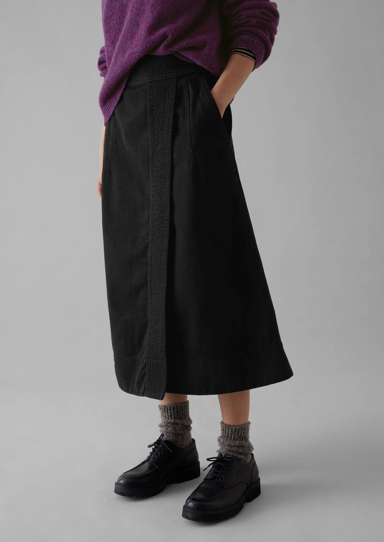 Denim Wrap Skirt | Black sold by TOAST product image thumbnail 3