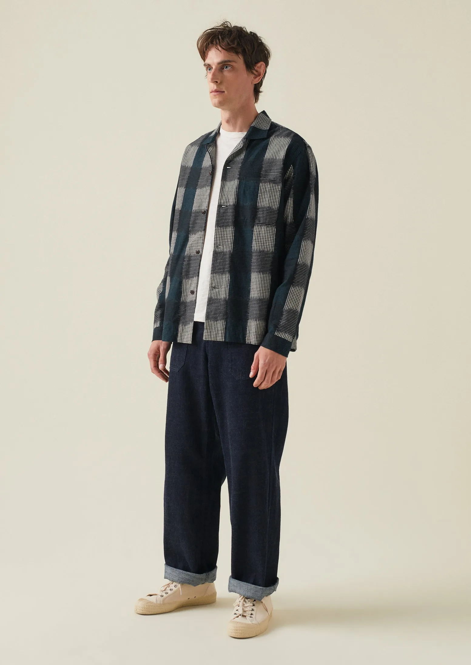 Camp Collar Gingham Ikat Shirt | Midnight Blue sold by TOAST product image thumbnail 3