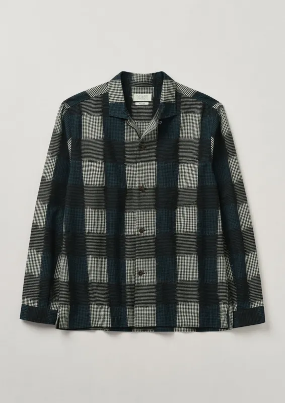 Camp Collar Gingham Ikat Shirt | Midnight Blue sold by TOAST