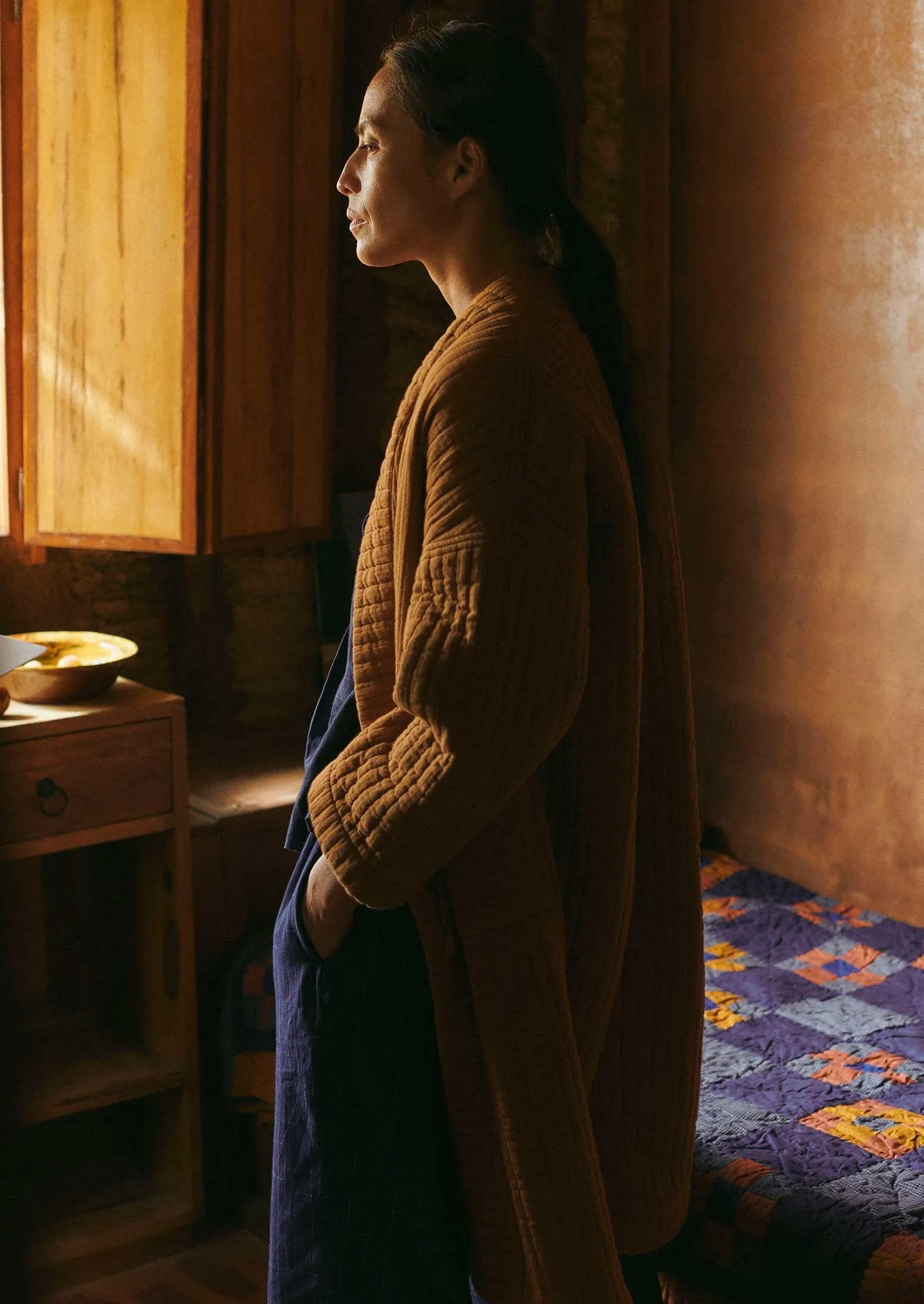 Quilted Cotton Gown | Soft Caramel sold by TOAST product image thumbnail 5