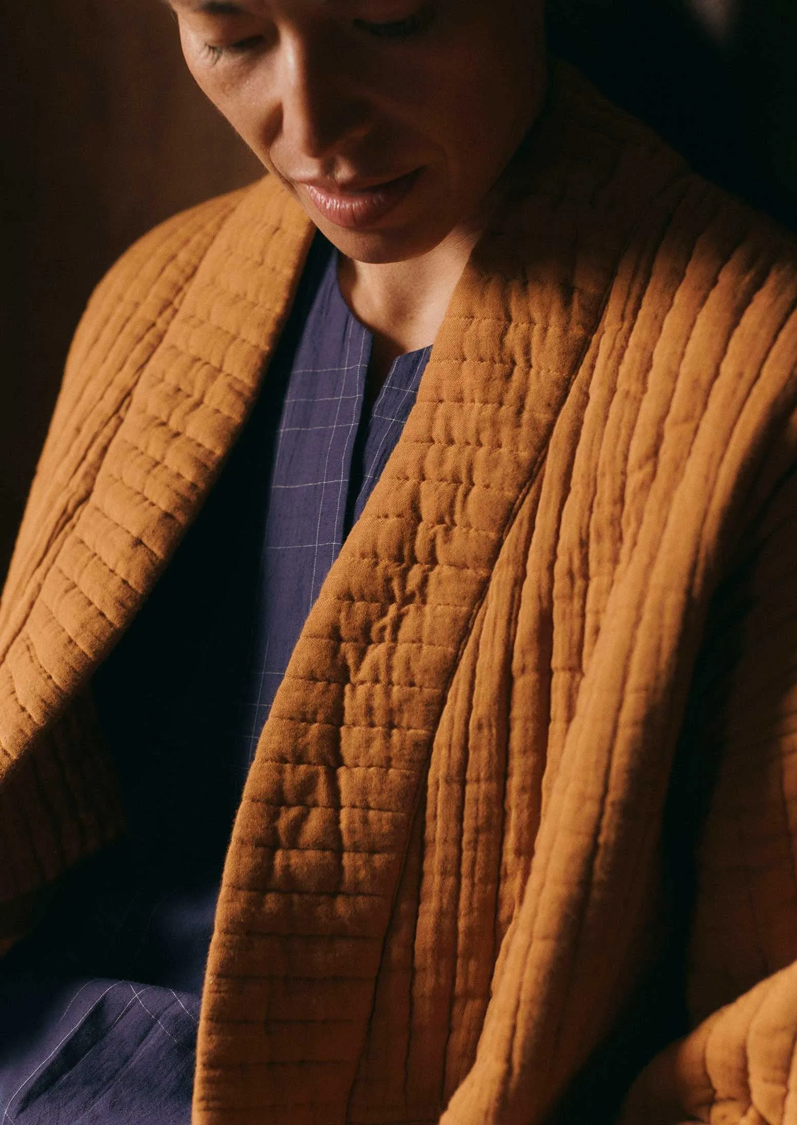 Quilted Cotton Gown | Soft Caramel sold by TOAST product image thumbnail 3