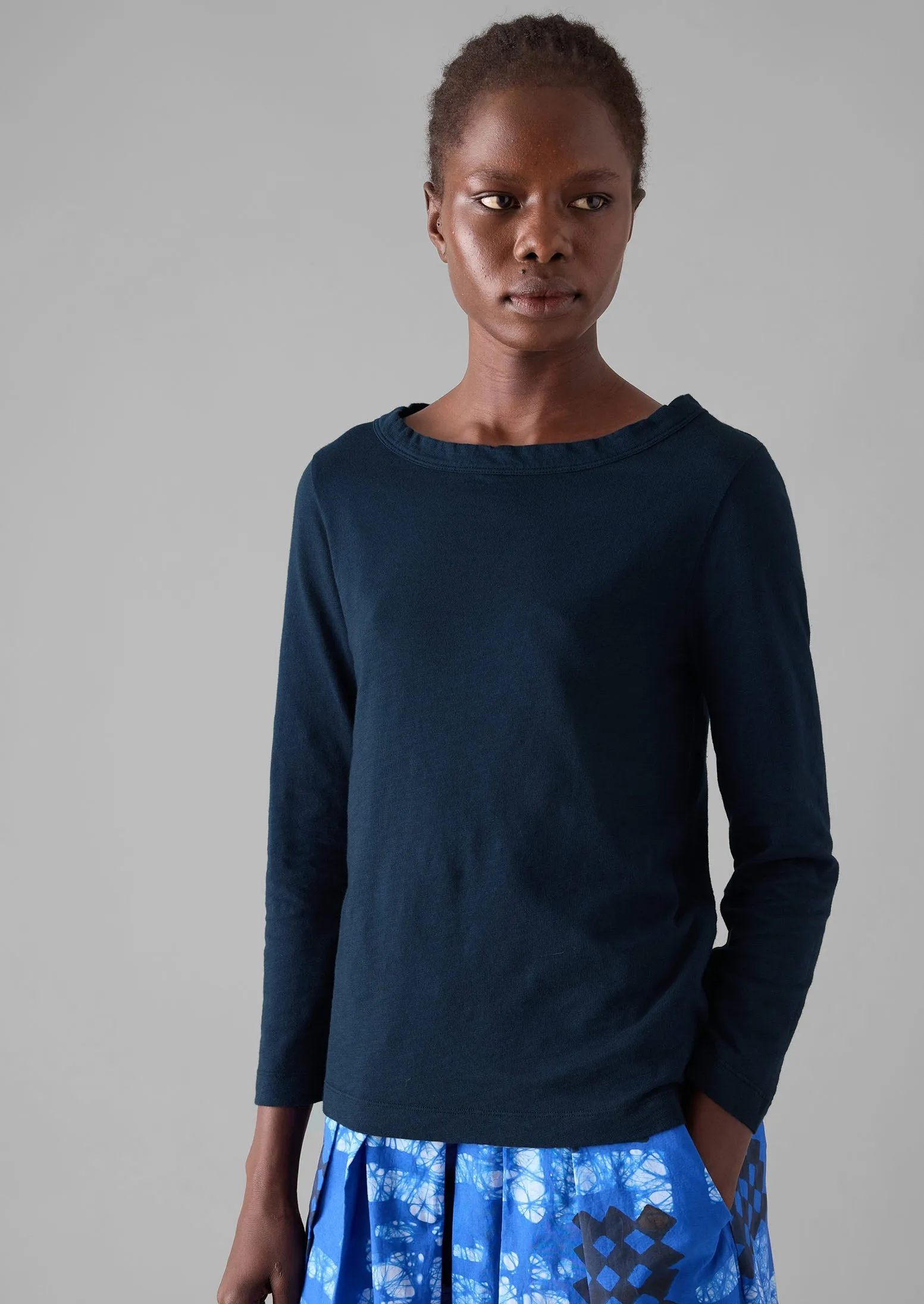 Lia Garment Dyed Boat Neck Tee | Dark Navy sold by TOAST product image thumbnail 3