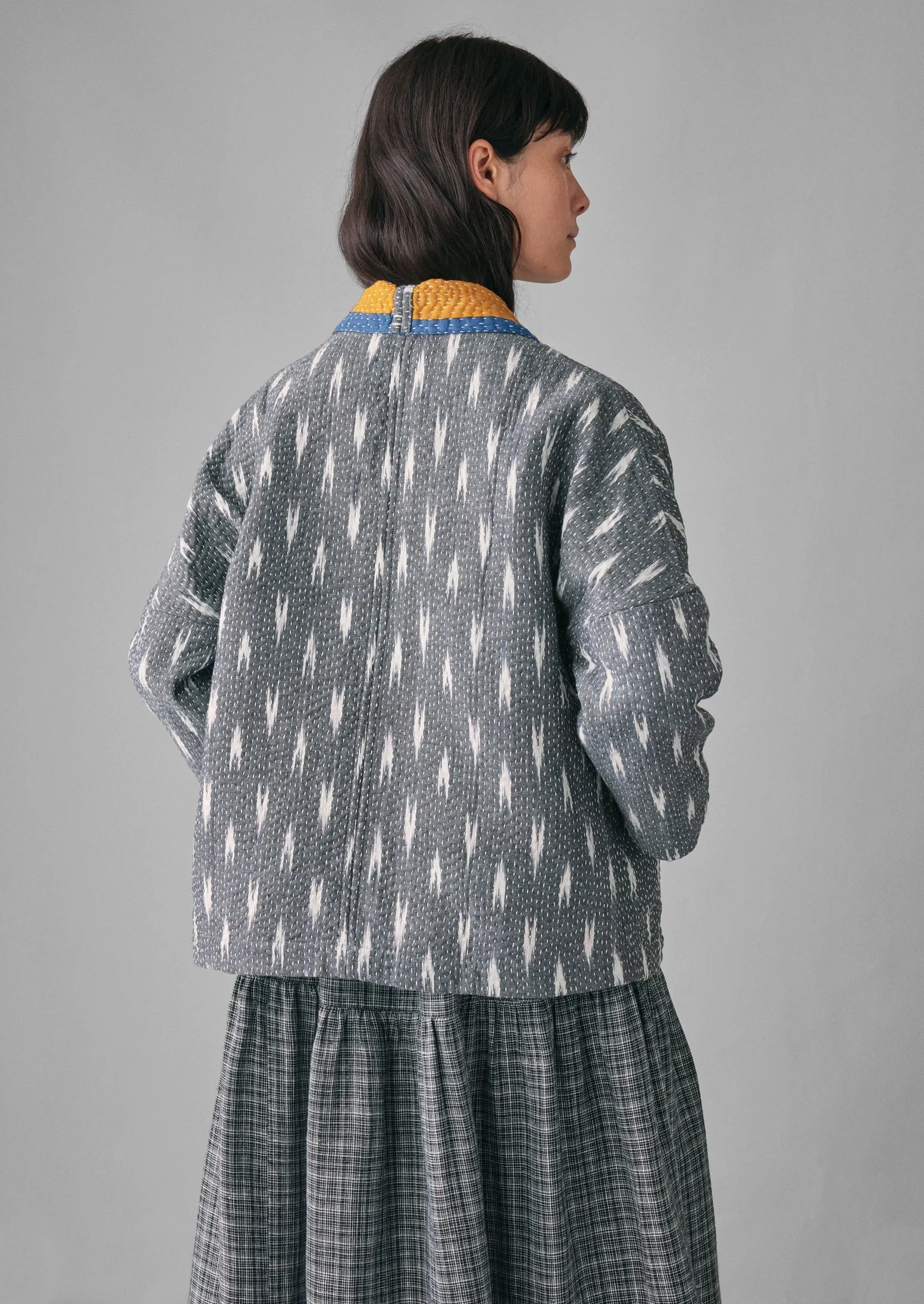 Repurposed Ikat Kantha Jacket | Greys/Blacks sold by TOAST product image thumbnail 4