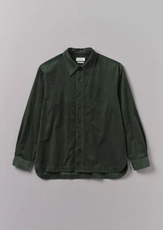 Point Collar Cord Shirt | Dark Mineral Green sold by TOAST