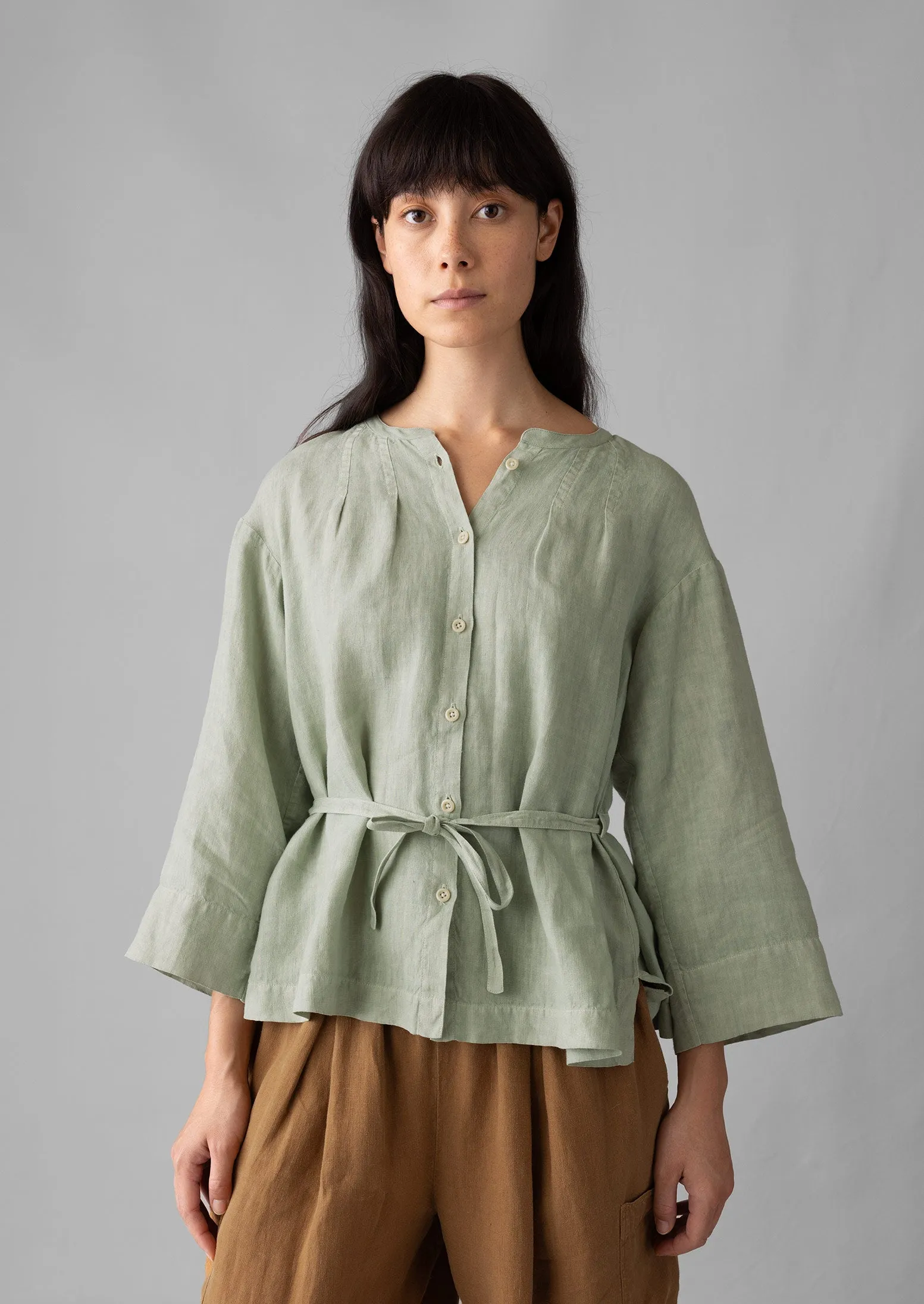 Garment Dyed Linen Tie Shirt | Mist Blue sold by TOAST product image thumbnail 3