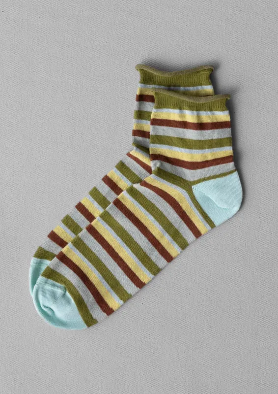 Stripe Cotton Cashmere Socks | Green Multi sold by TOAST