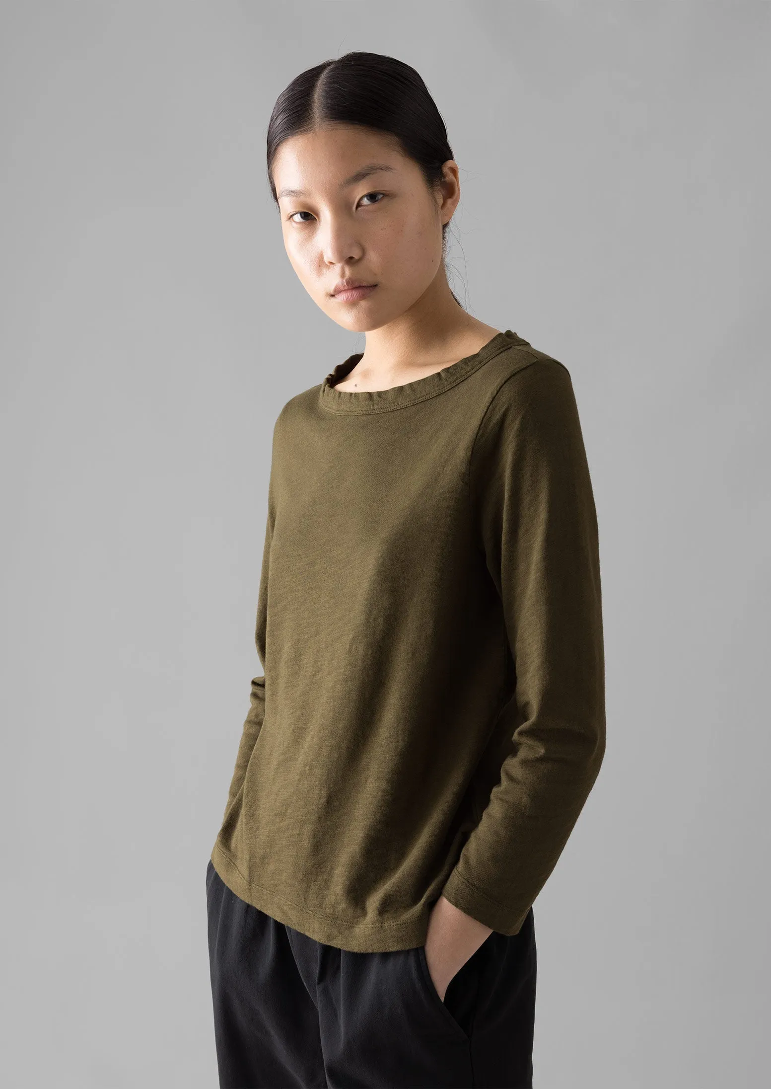 Lia Garment Dyed Boat Neck Tee | Olive sold by TOAST product image thumbnail 2
