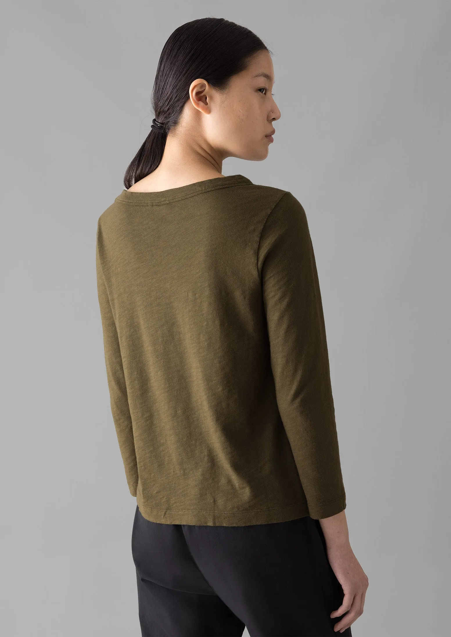 Lia Garment Dyed Boat Neck Tee | Olive sold by TOAST product image thumbnail 4