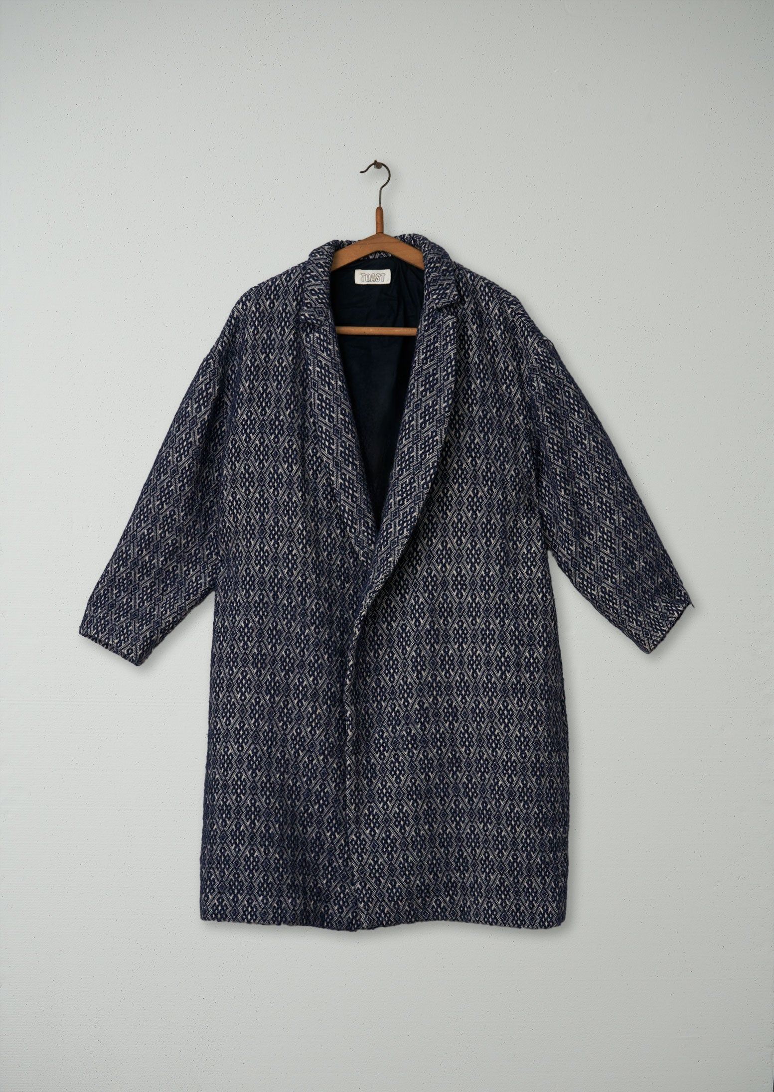 Reworn Jacquard Coat Size 12 (021) | Indigo sold by TOAST