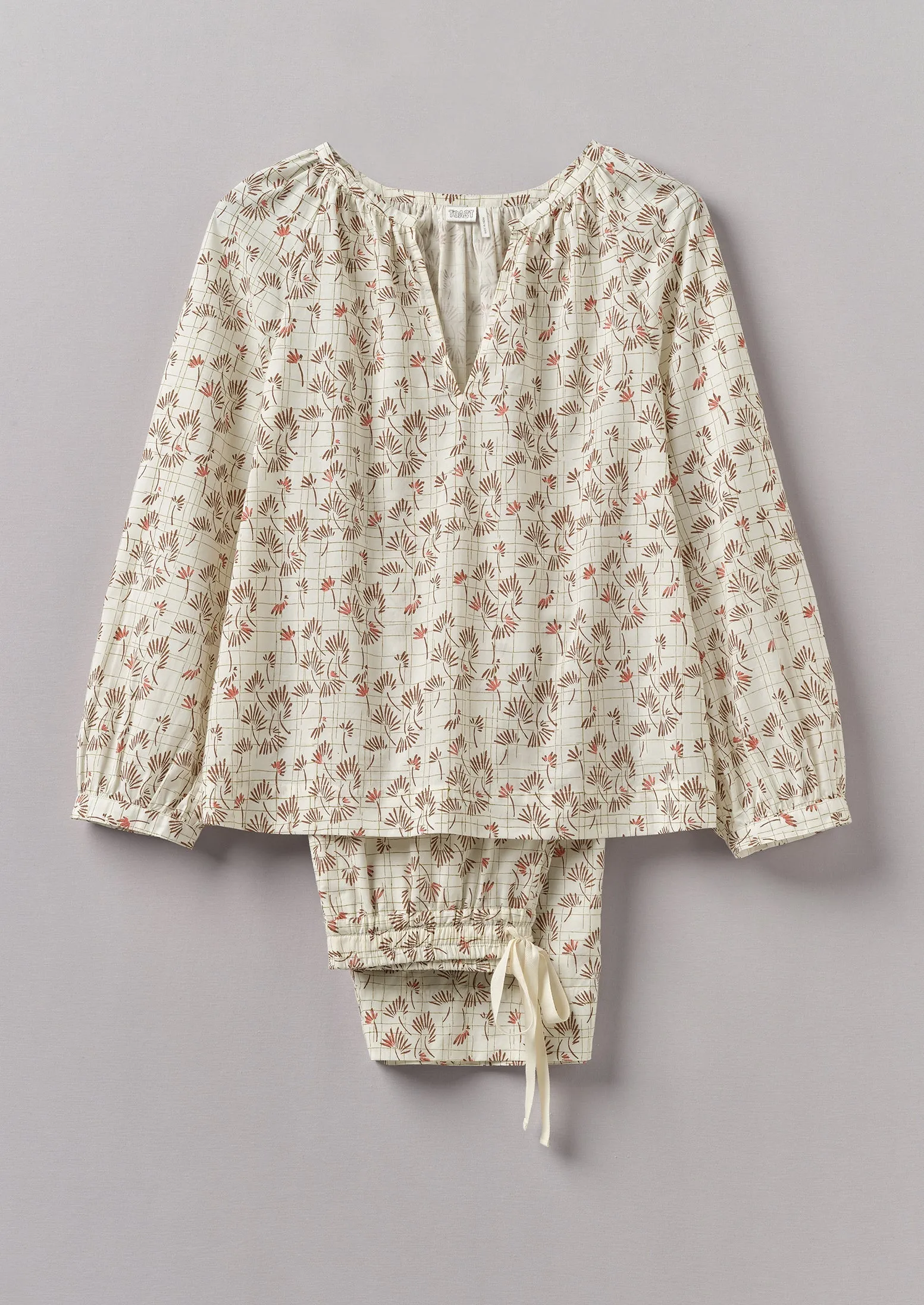 Trellis Floral Block Print Pyjamas | Ecru sold by TOAST