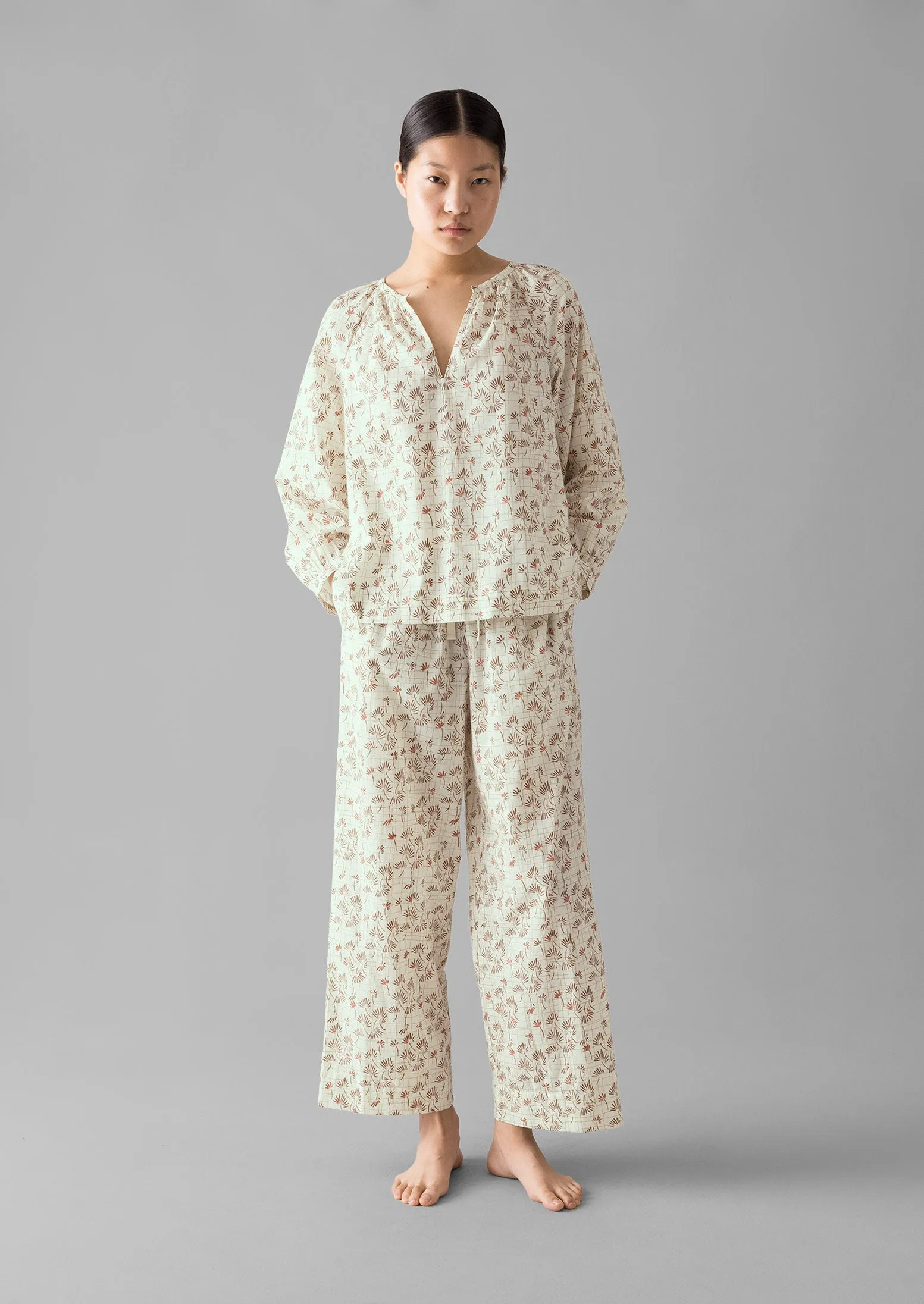 Trellis Floral Block Print Pyjamas | Ecru sold by TOAST product image thumbnail 2