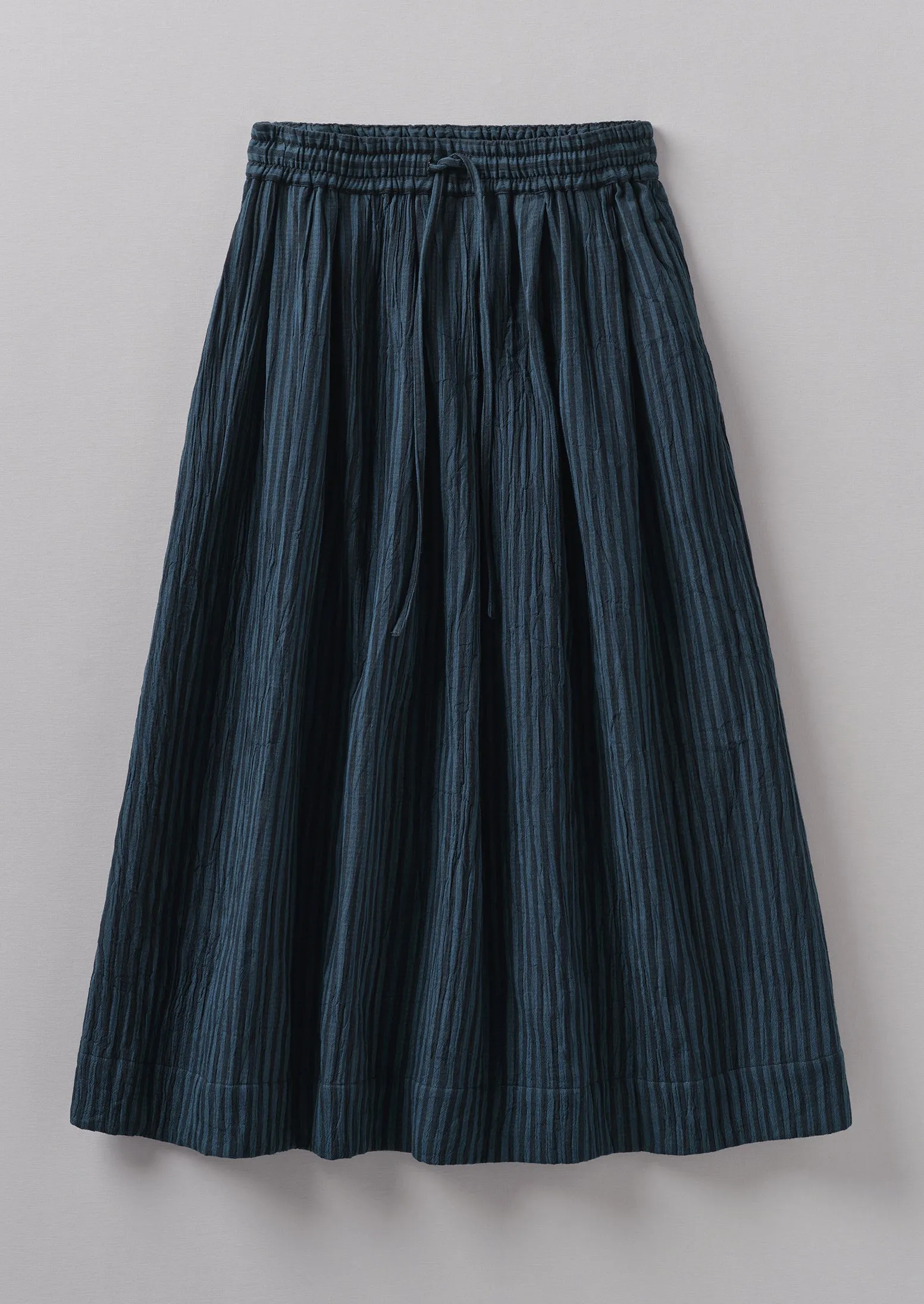 Crinkle Cotton Stripe Skirt | Navy sold by TOAST