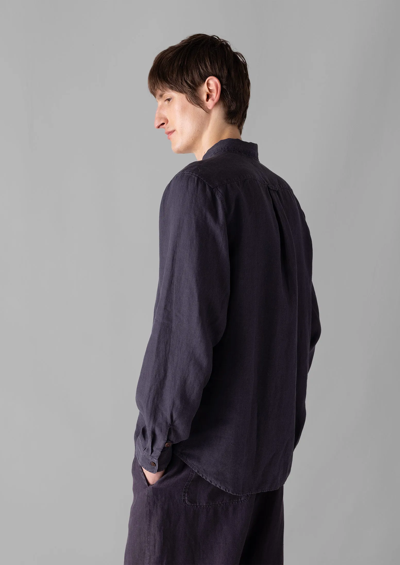 Loop Button Linen Shirt | Slate sold by TOAST product image thumbnail 4