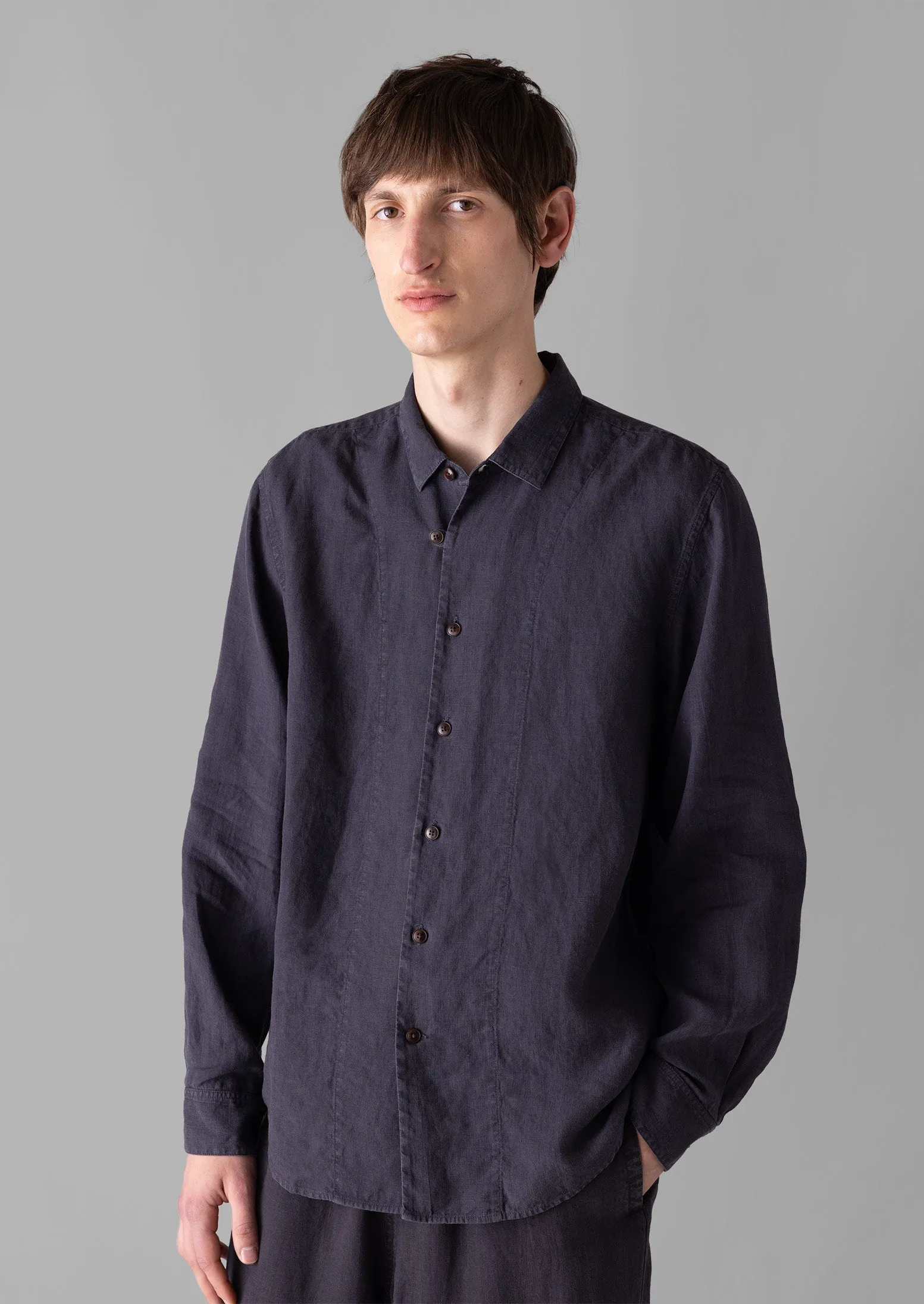 Loop Button Linen Shirt | Slate sold by TOAST product image thumbnail 2