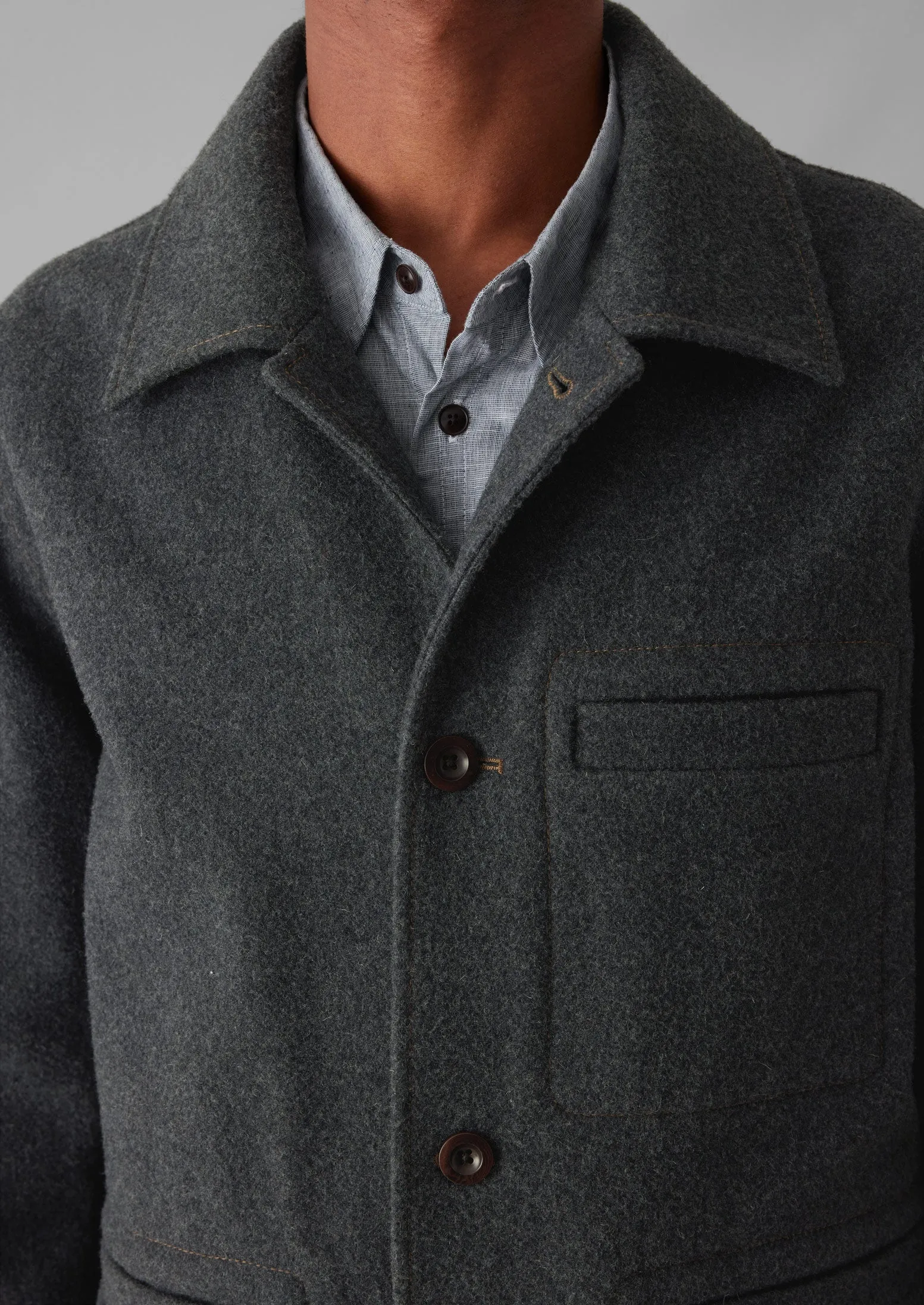 Melton Wool Blend Chore Jacket | Charcoal sold by TOAST product image thumbnail 5