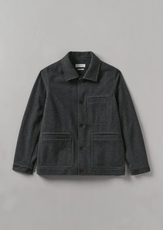Melton Wool Blend Chore Jacket | Charcoal sold by TOAST